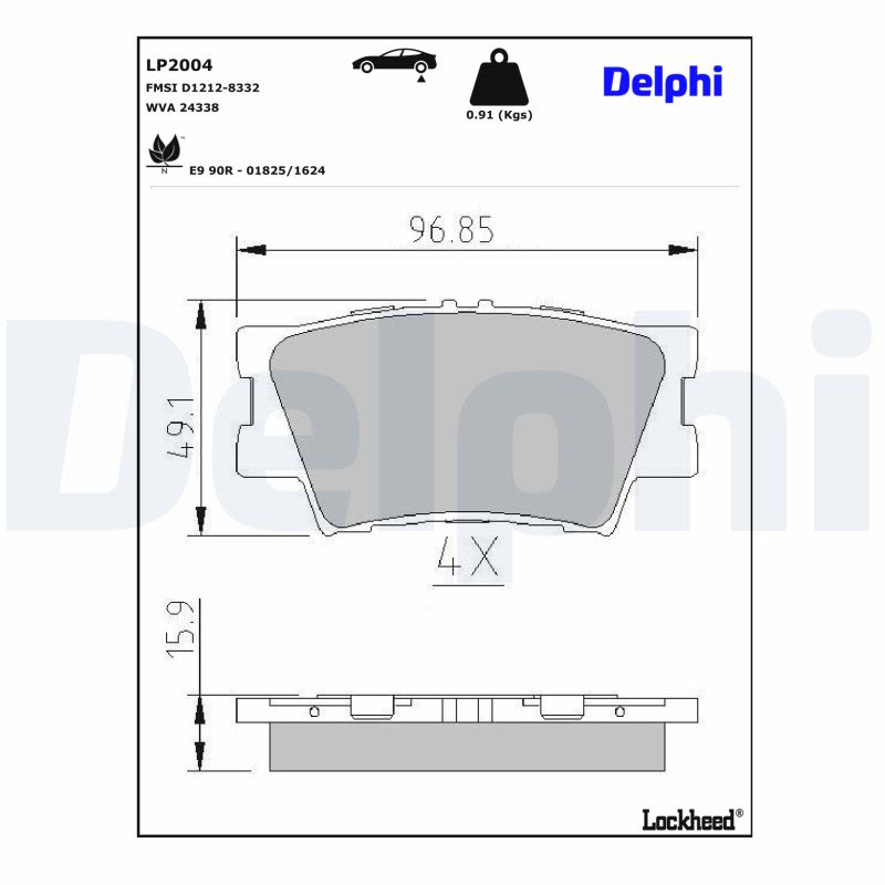 Pastillas de freno de disco DELPHI LP2004 para Lexus ES