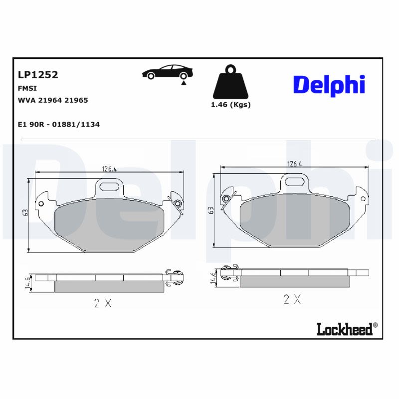 Pastillas de freno de disco DELPHI LP1252 para Renault Laguna I
