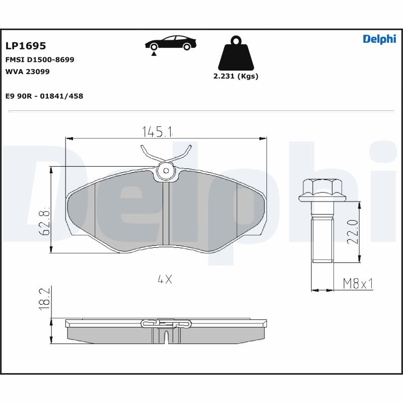 Pastillas de freno de disco DELPHI LP1695 para Nissan Primast