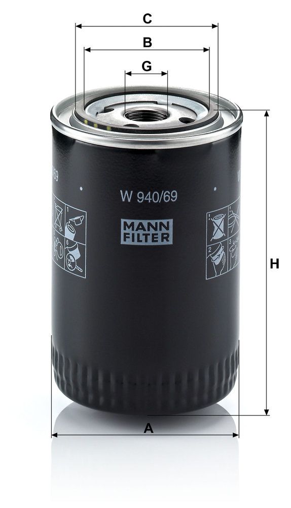 Filtro de aceite MANN-FILTER W 940/69 para Dodge RAM