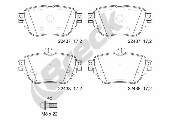 Pastillas de freno de disco BRECK 22437 00 702 00 para Mercedes-Benz Clase E (A238) 2017-