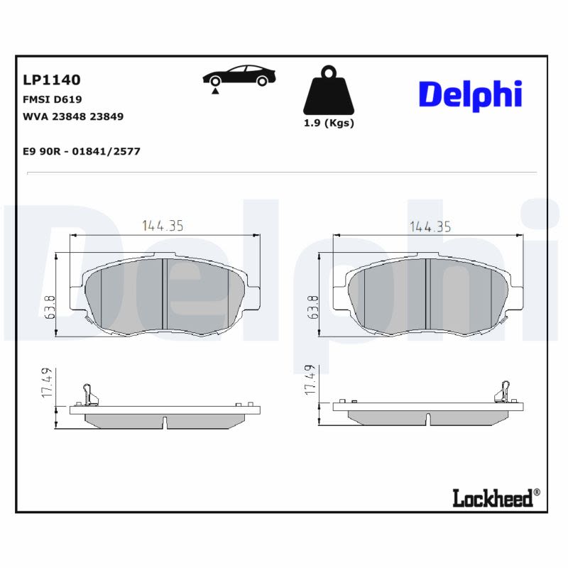 Pastillas de freno de disco DELPHI LP1140 para Lexus IS I