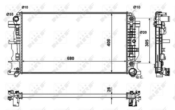 Radiador de motor NRF 53833 para Mercedes-Benz Sprinter 3-T (B906) 2006-2020