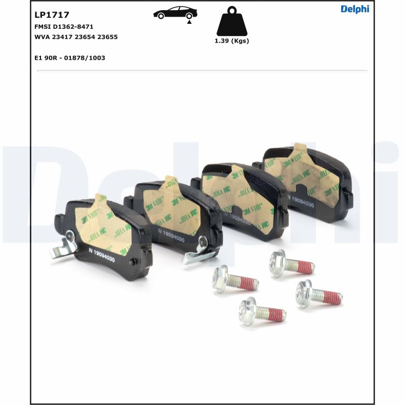 Pastillas de freno de disco DELPHI LP1717 para Opel Corsa C