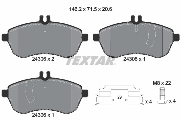 Pastillas de freno de disco TEXTAR 2430602 para Mercedes-Benz Clase C (C204) 2011-