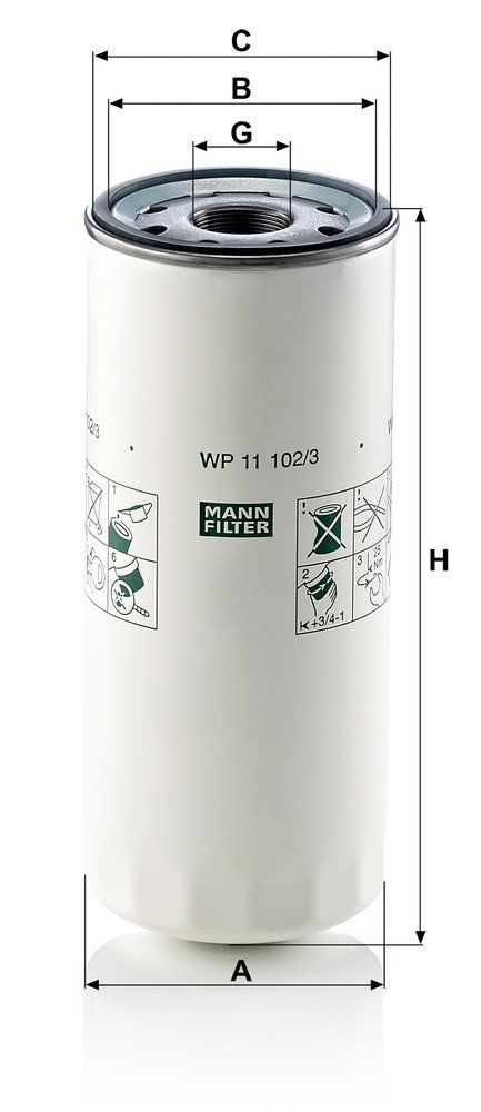 Filtro de aceite MANN-FILTER WP 11 102/3 para Volvo A