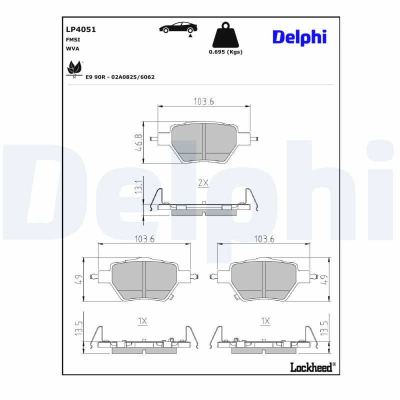 Pastillas de freno de disco DELPHI LP4051 para BYD Atto 3