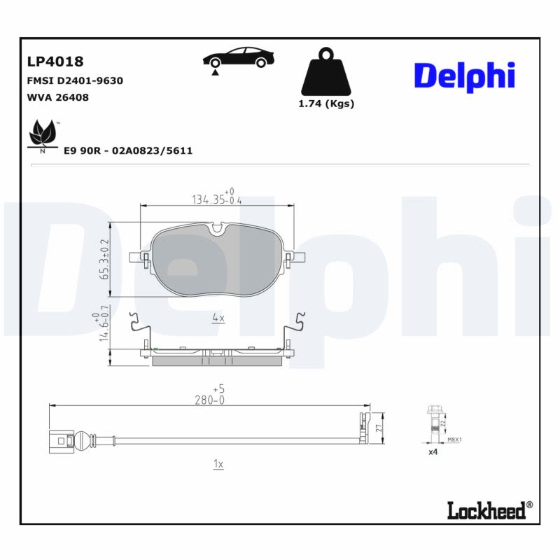 Pastillas de freno de disco DELPHI LP4018 para Volkswagen ID.3 Electric