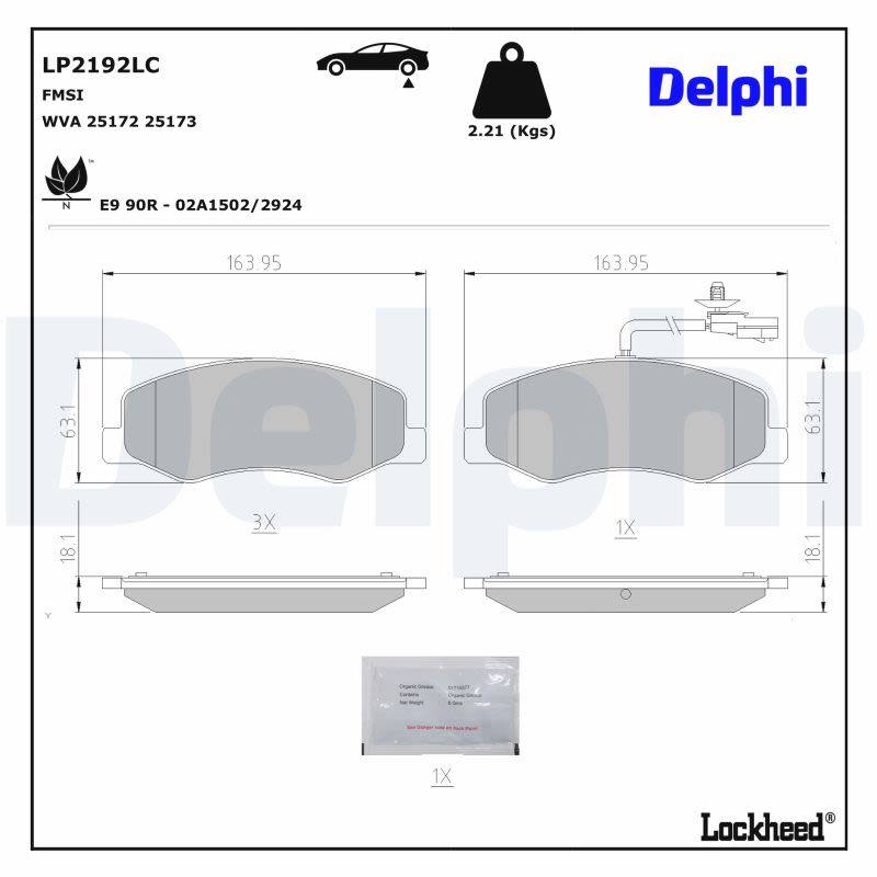 Pastillas de freno de disco DELPHI LP2192LC para Nissan NV400