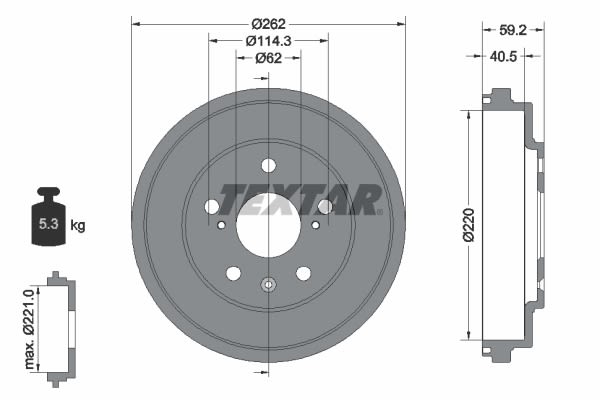 Tambor de freno TEXTAR 94047600 para Suzuki SX4