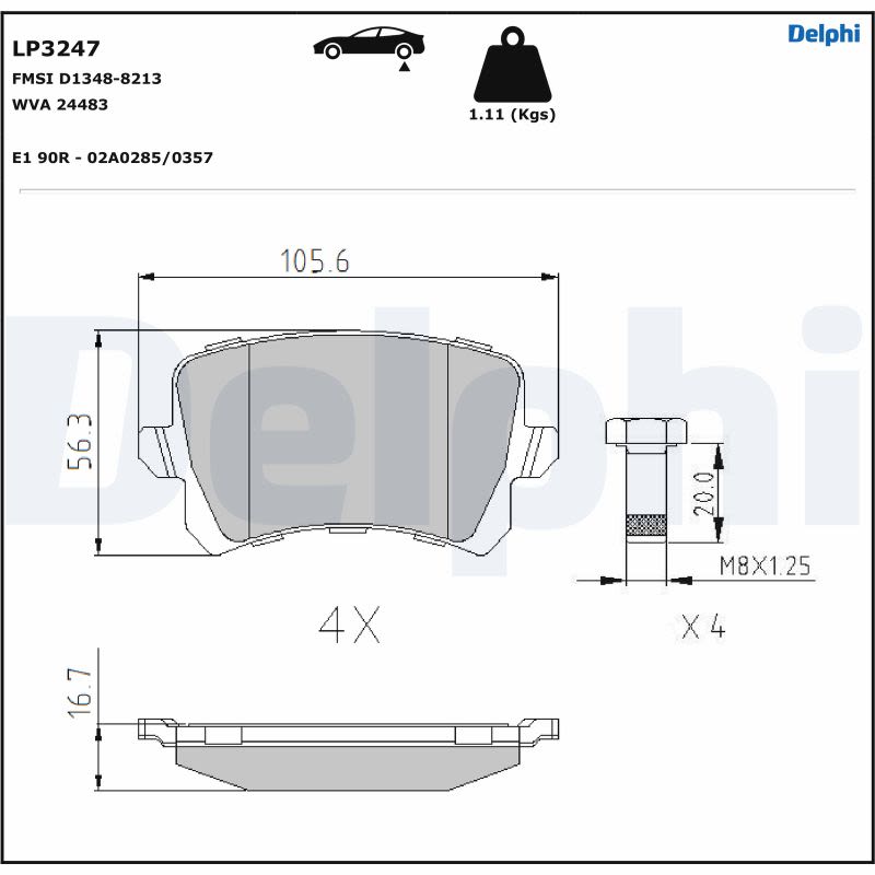 Pastillas de freno de disco DELPHI LP3247 para Audi A6 C6