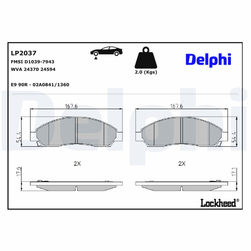 Pastillas de freno de disco DELPHI LP2037 para Chevrolet Colorado