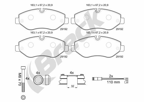 Pastillas de freno de disco BRECK 29192 00 703 00 para Mercedes-Benz Sprinter 3,5-T (B906) 2006-2020
