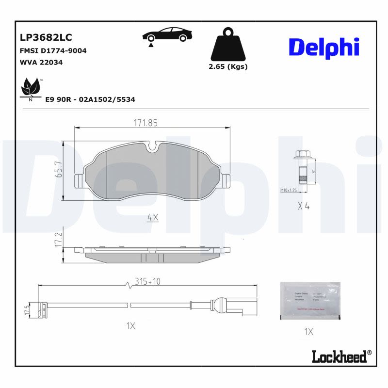 Pastillas de freno de disco DELPHI LP3682LC para Ford Transit V363