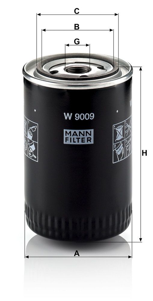 Filtro de aceite MANN-FILTER W 9009 para Peugeot Boxer 2.3D/3.0CNG/3.0D
