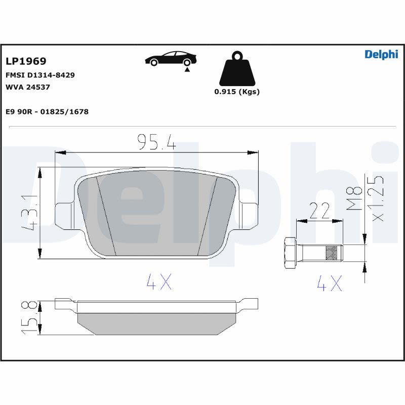 Pastillas de freno de disco DELPHI LP1969 para Ford Focus II