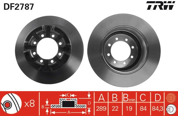Disco de freno TRW DF2787 para Iveco Daily I