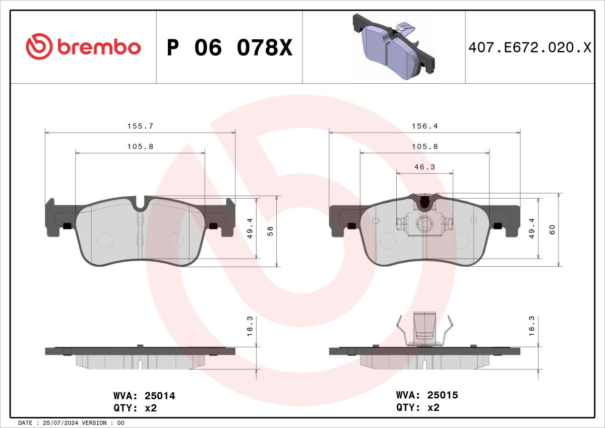 Pastillas de freno de disco BREMBO P 06 078X para BMW Serie 1 (F20) 2011-2019
